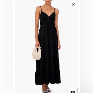 1 State Black Tiered Maxi Dress